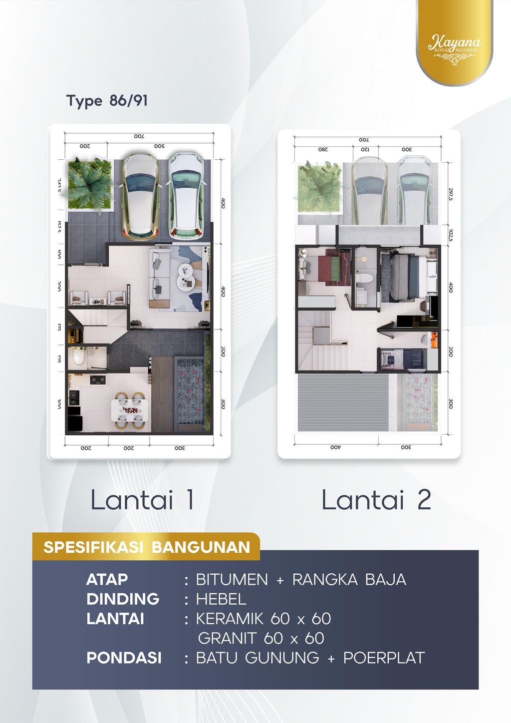 foto denah rumah tipe 86 perumahan KAYANA ROYAL MANSION PAREPARE