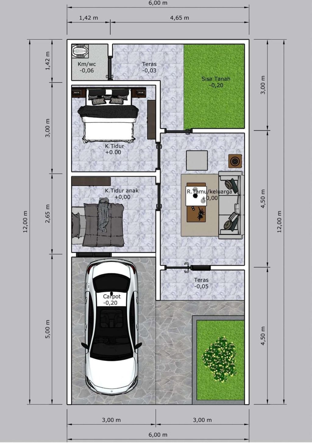 foto denah rumah tipe 36/72 perumahan MEGA MUTIARA TASIK REGENCY