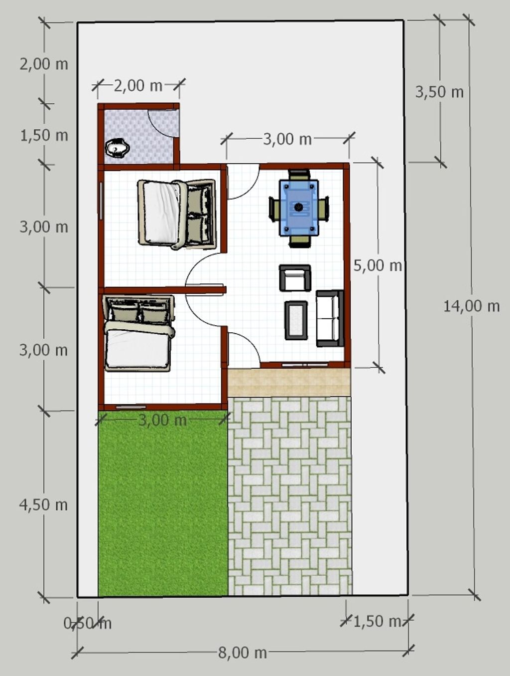 foto denah rumah tipe 36/112 perumahan Perumahan Belinyu Residence 2
