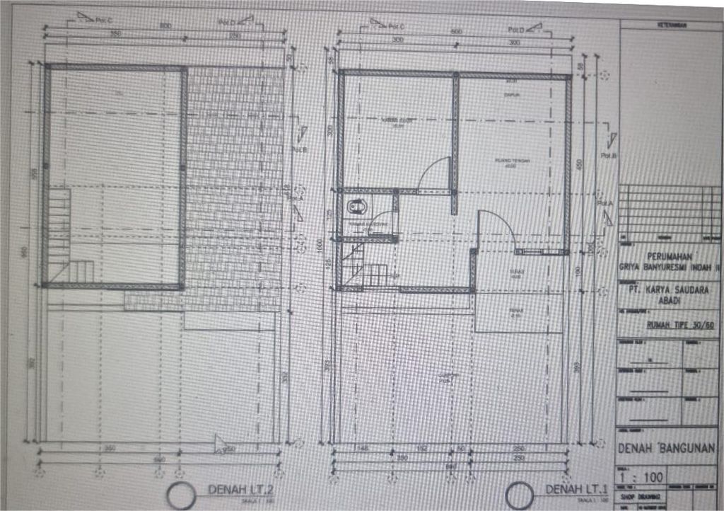 foto denah rumah tipe 30/60 perumahan Parakan Muncang Residence