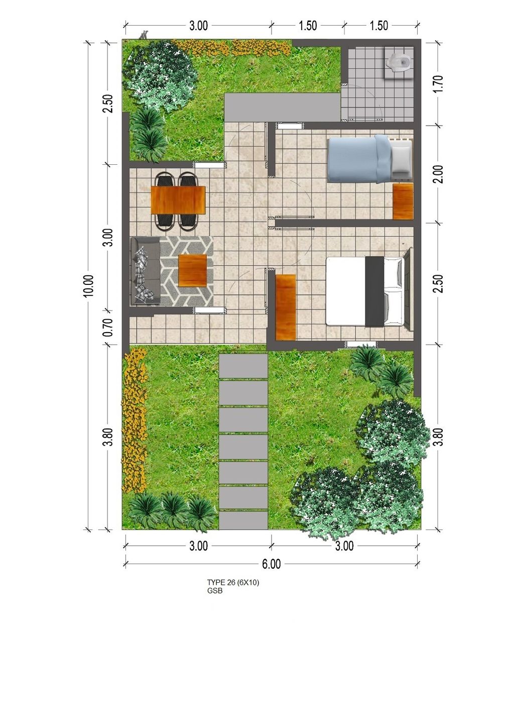 foto denah rumah tipe 27/60 Komersil perumahan GRIYA SUTERA BALARAJA TAHAP 3