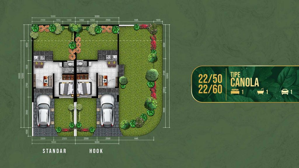 foto denah rumah tipe CANOLA perumahan GOLDEN VISTA