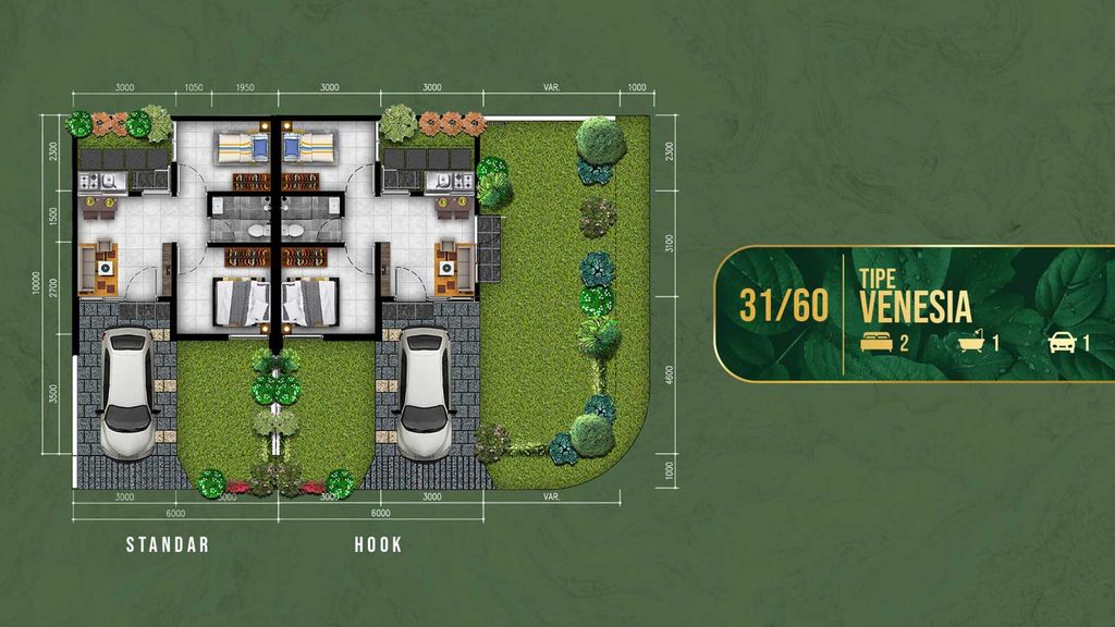 foto denah rumah tipe VENESIA perumahan GOLDEN VISTA