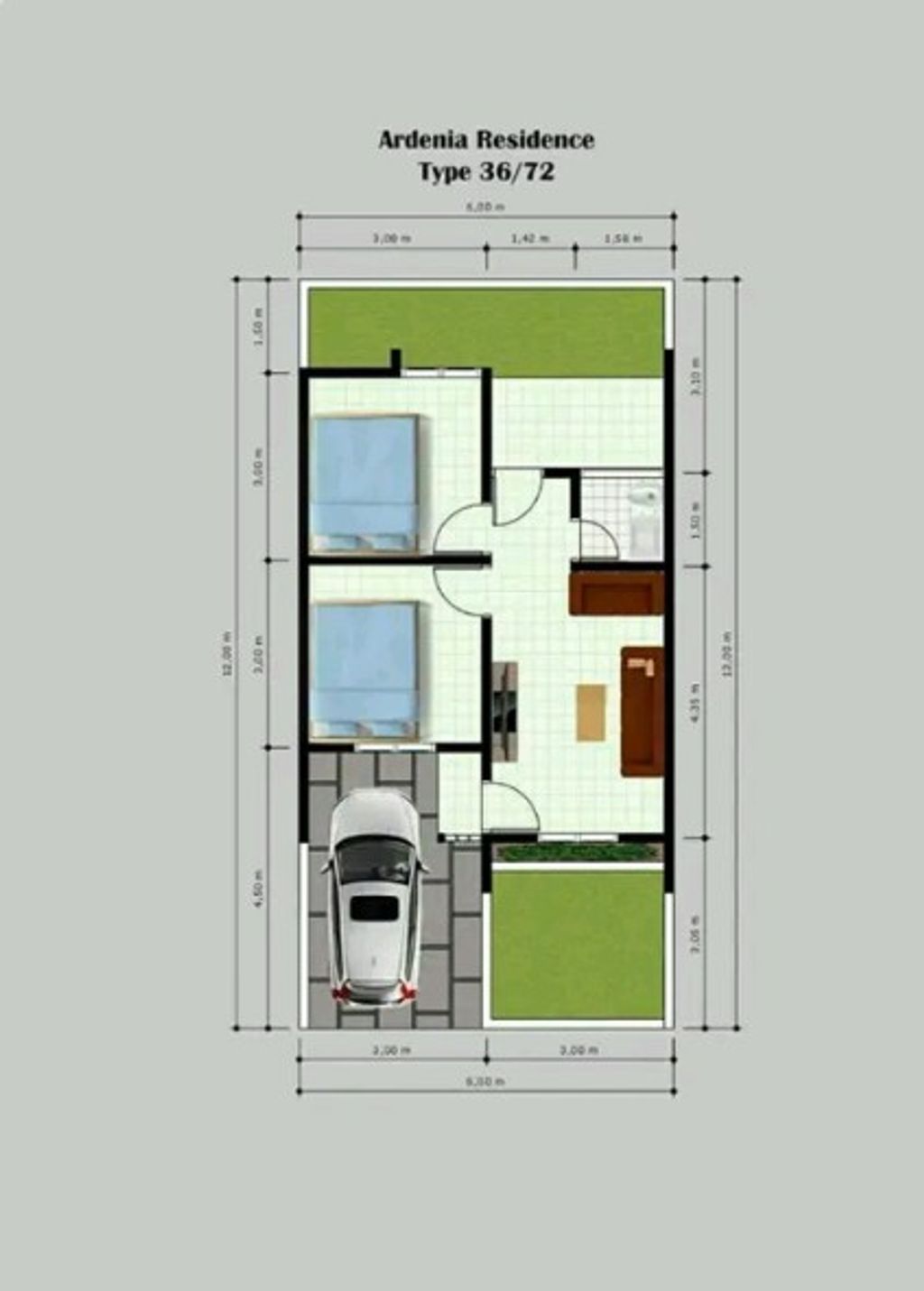foto denah rumah tipe 36/72 perumahan Ardenia residence