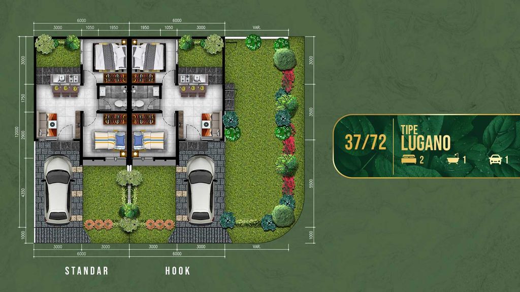 foto denah rumah tipe LUGANO perumahan GOLDEN VISTA