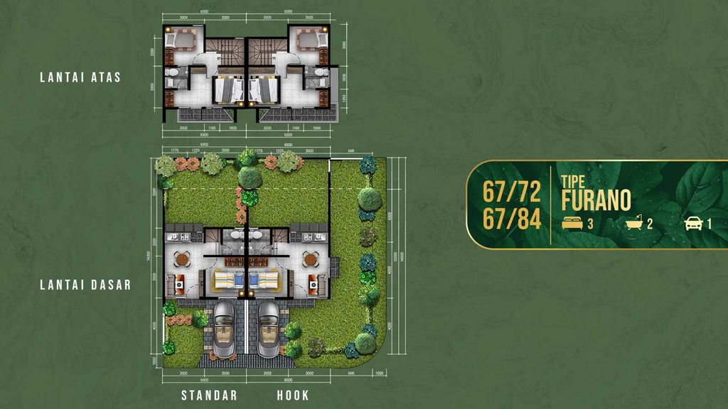foto denah rumah tipe FURANO perumahan GOLDEN VISTA