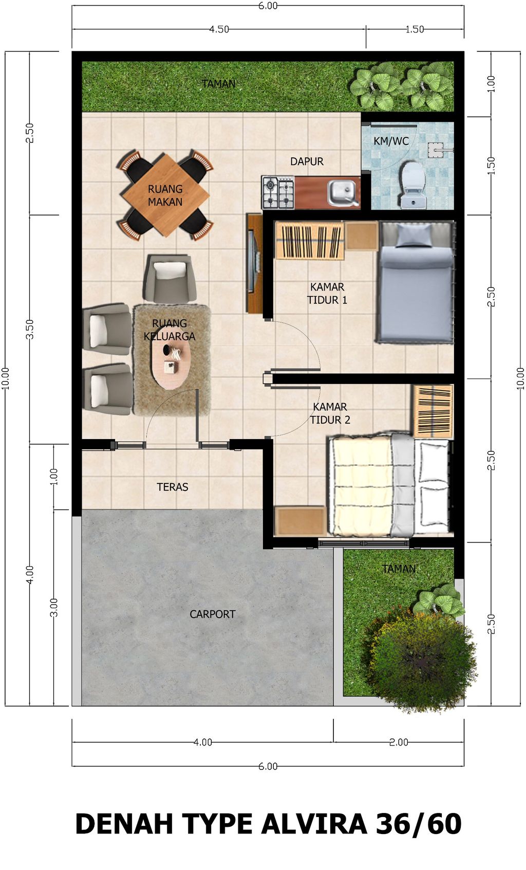 foto denah rumah tipe ALVIRA perumahan WONDERFUL CIKARANG CITY (BELLAGIO)