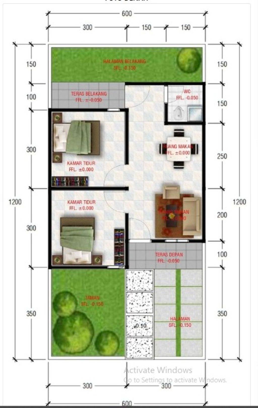 foto denah rumah tipe 36/72 perumahan SUMBER REJEKI RESIDENCE