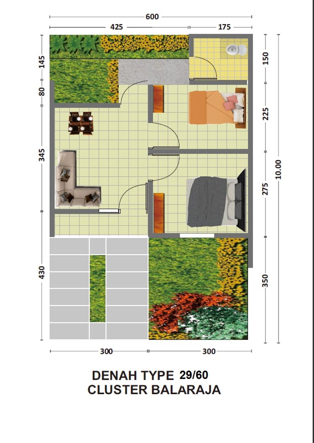 foto denah rumah tipe 29/60 Komersil 2026 perumahan Griya Sutera Balaraja Tahap 3 New