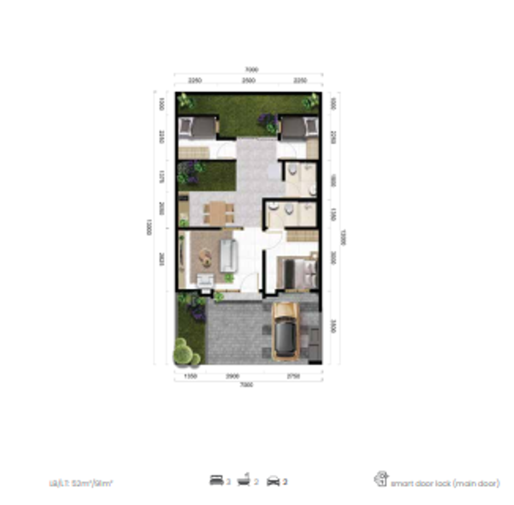 foto denah rumah tipe SICILIA 7 - PA.06/01 perumahan PERUMAHAN CITRA CITY SENTUL KAWASAN REGULER 1