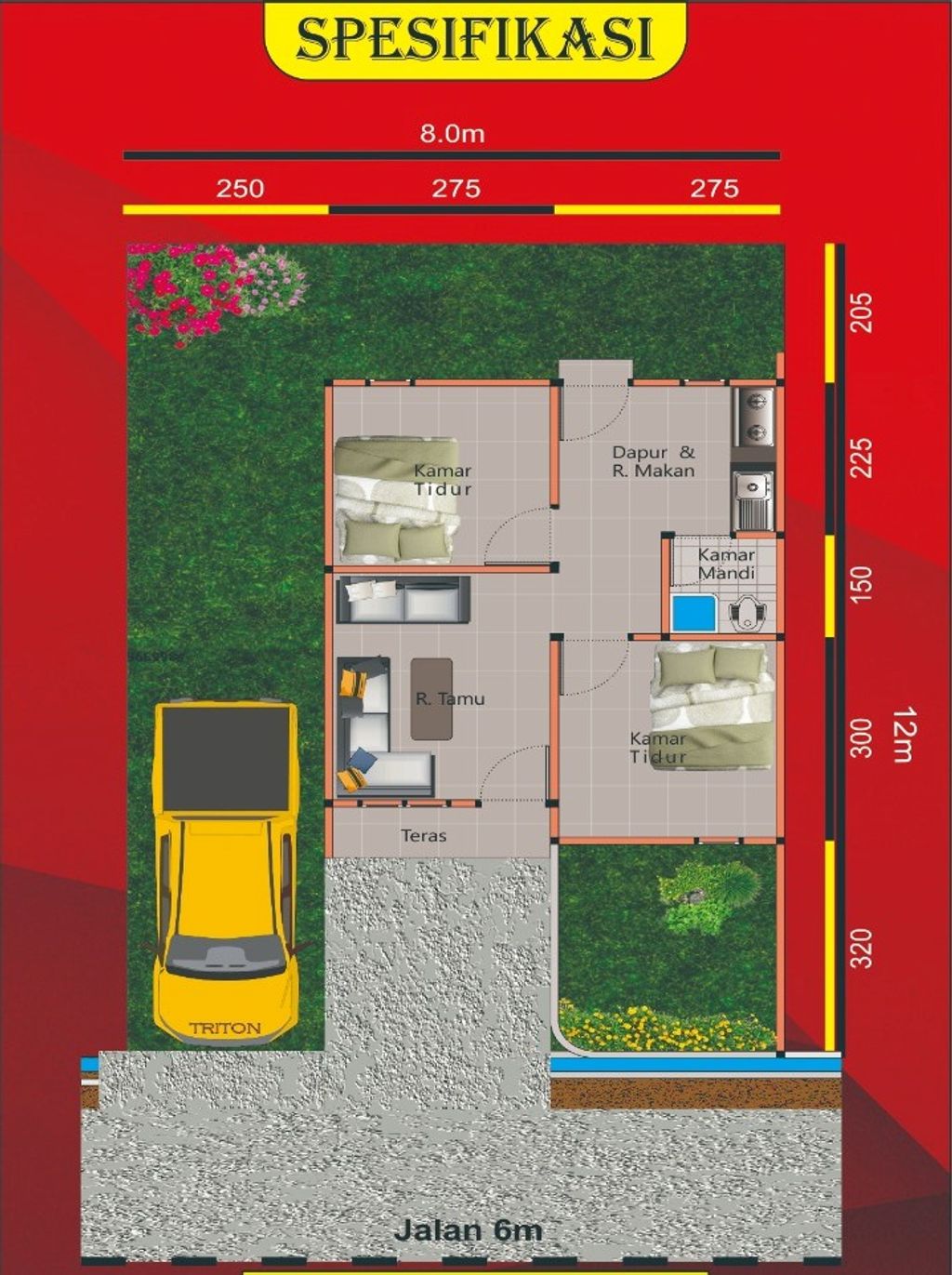 foto denah rumah tipe 36 Baru perumahan RIMERA TIN GARDEN