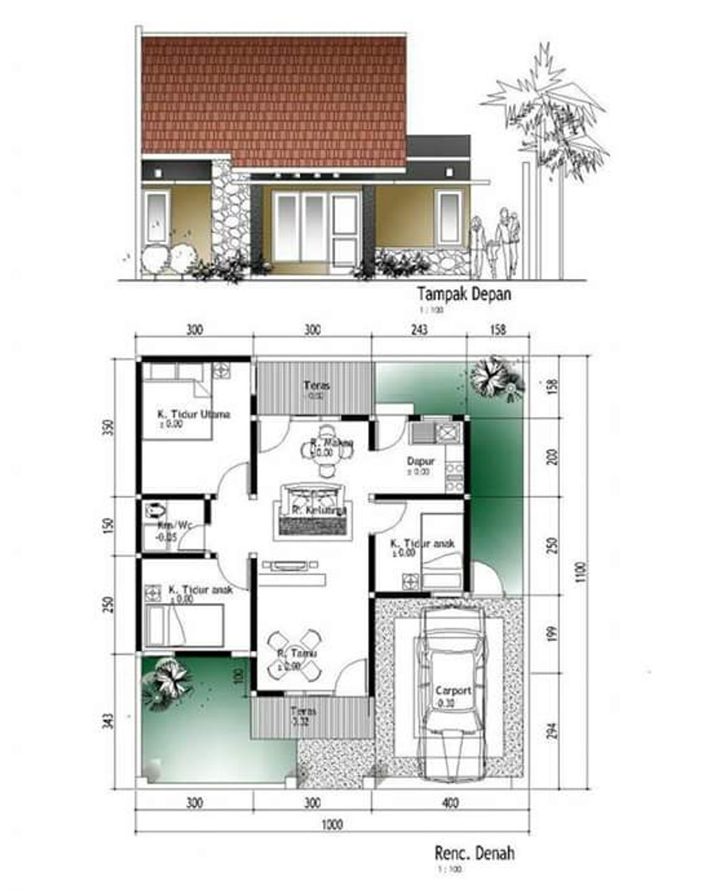 foto denah rumah tipe 30/60 perumahan Griya permata pager