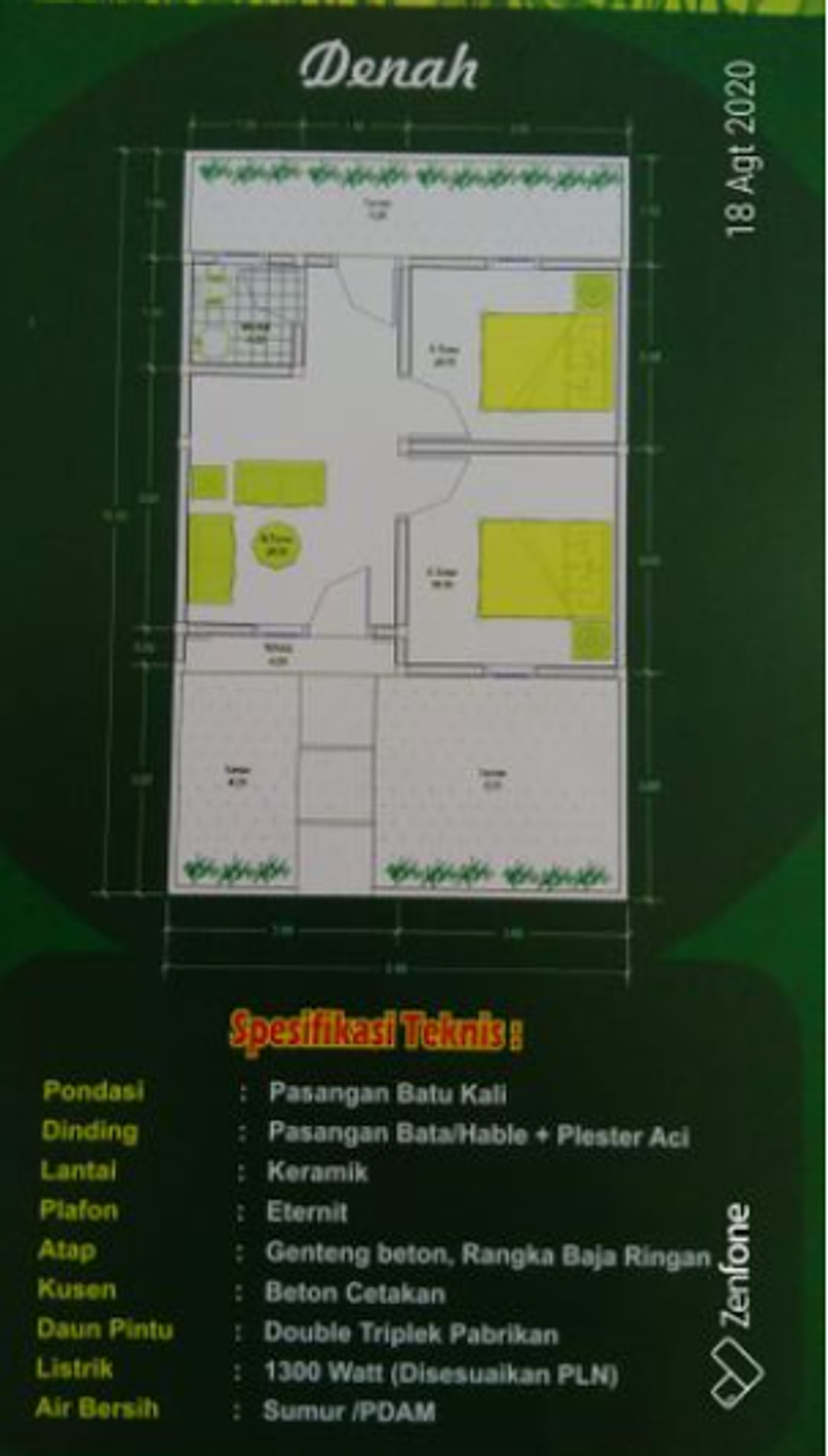 foto denah rumah tipe 30 perumahan Dunia Kartika