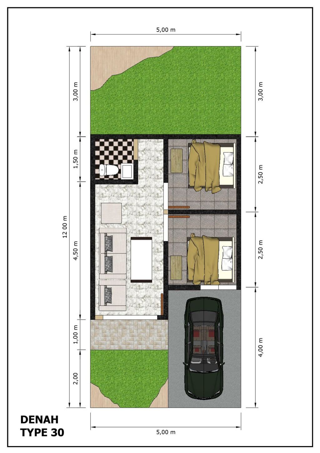 foto denah rumah tipe 30 perumahan Green View Bondowoso