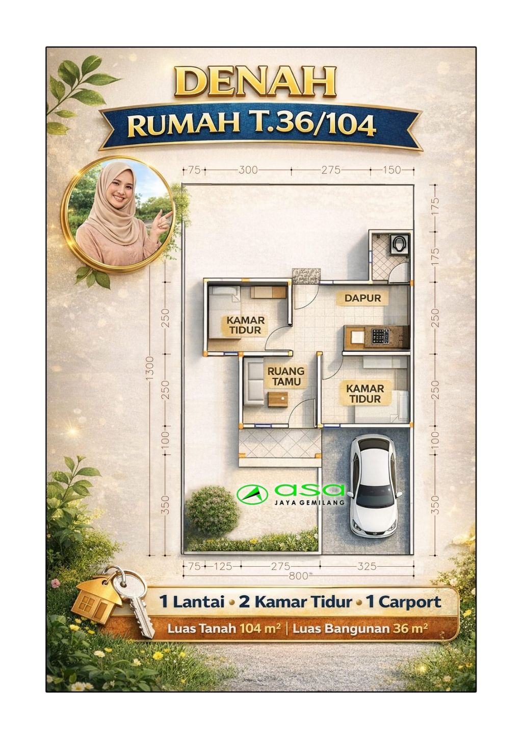 foto denah rumah tipe 36 perumahan BUMI ASA GEMILANG