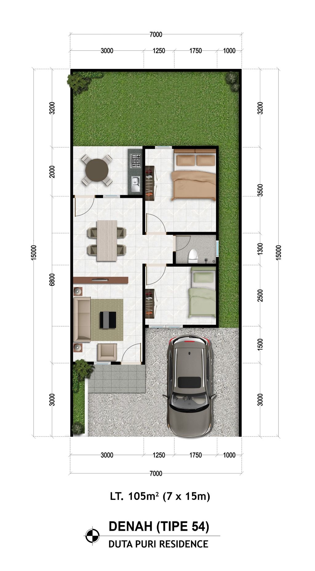 foto denah rumah tipe Rumah Tinggal 54/105 (3) perumahan Duta Puri Residence Cluster C