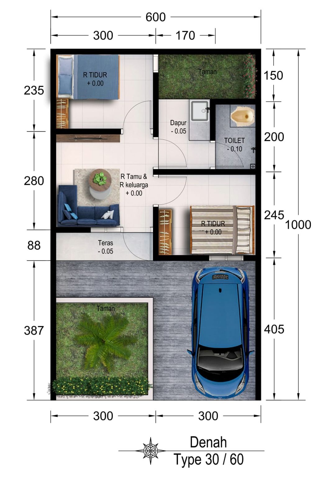 foto denah rumah tipe 30 perumahan PERMATA CITRA RESIDENCE