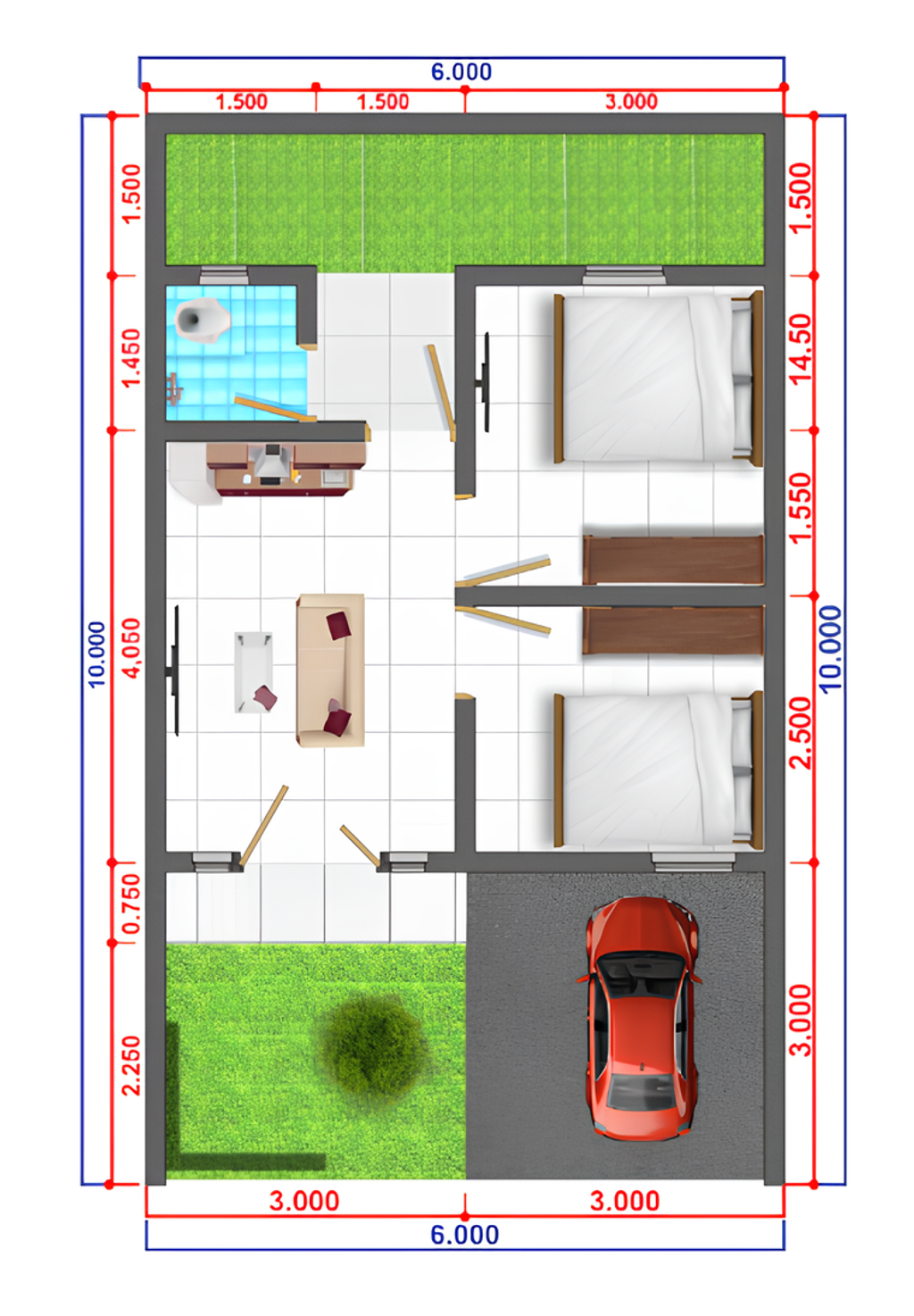 foto denah rumah tipe 30/60 perumahan ARSOL LAND TAHAP 2