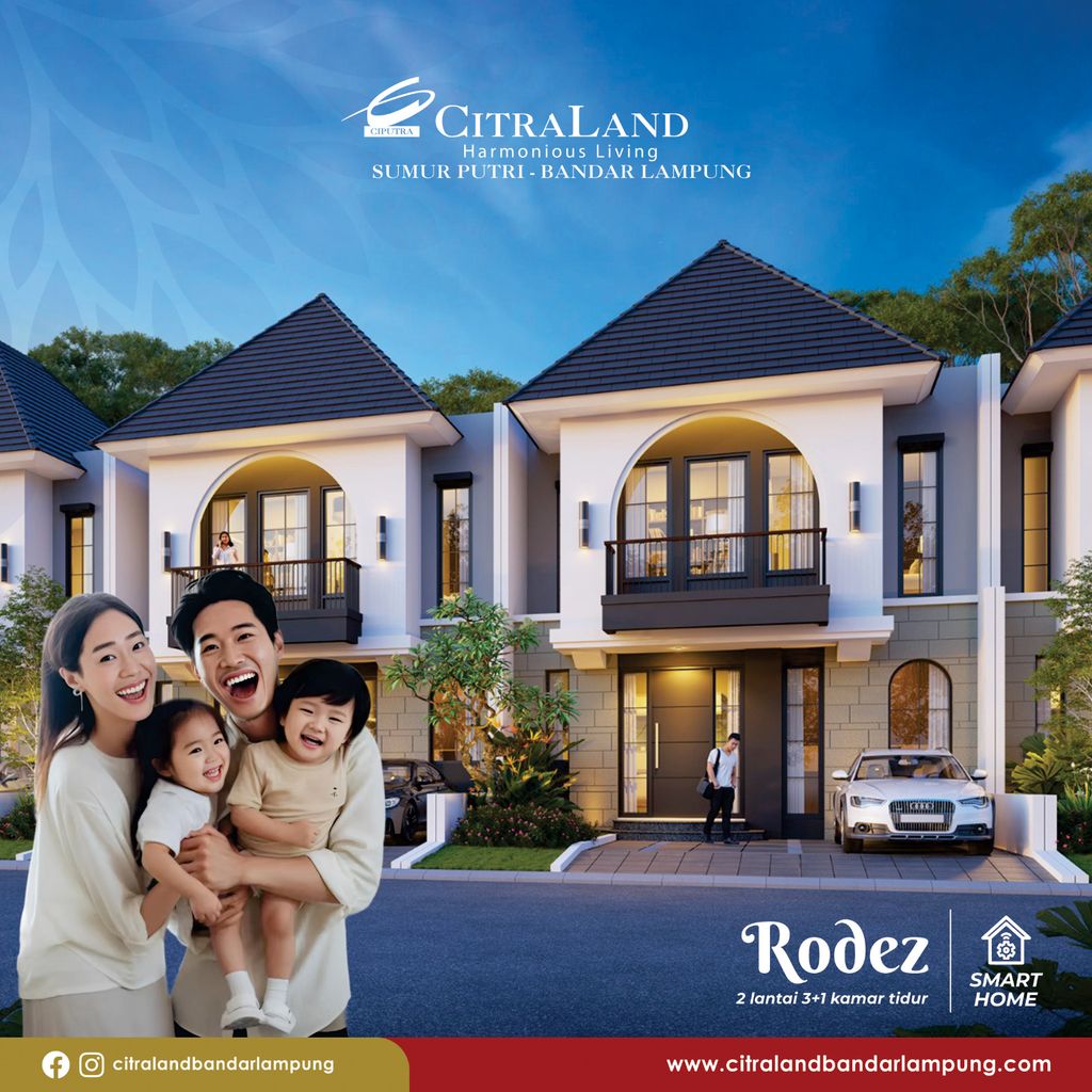 foto tampak rumah tipe RODEZ HOEK perumahan CITRALAND BANDAR LAMPUNG - REVISI II