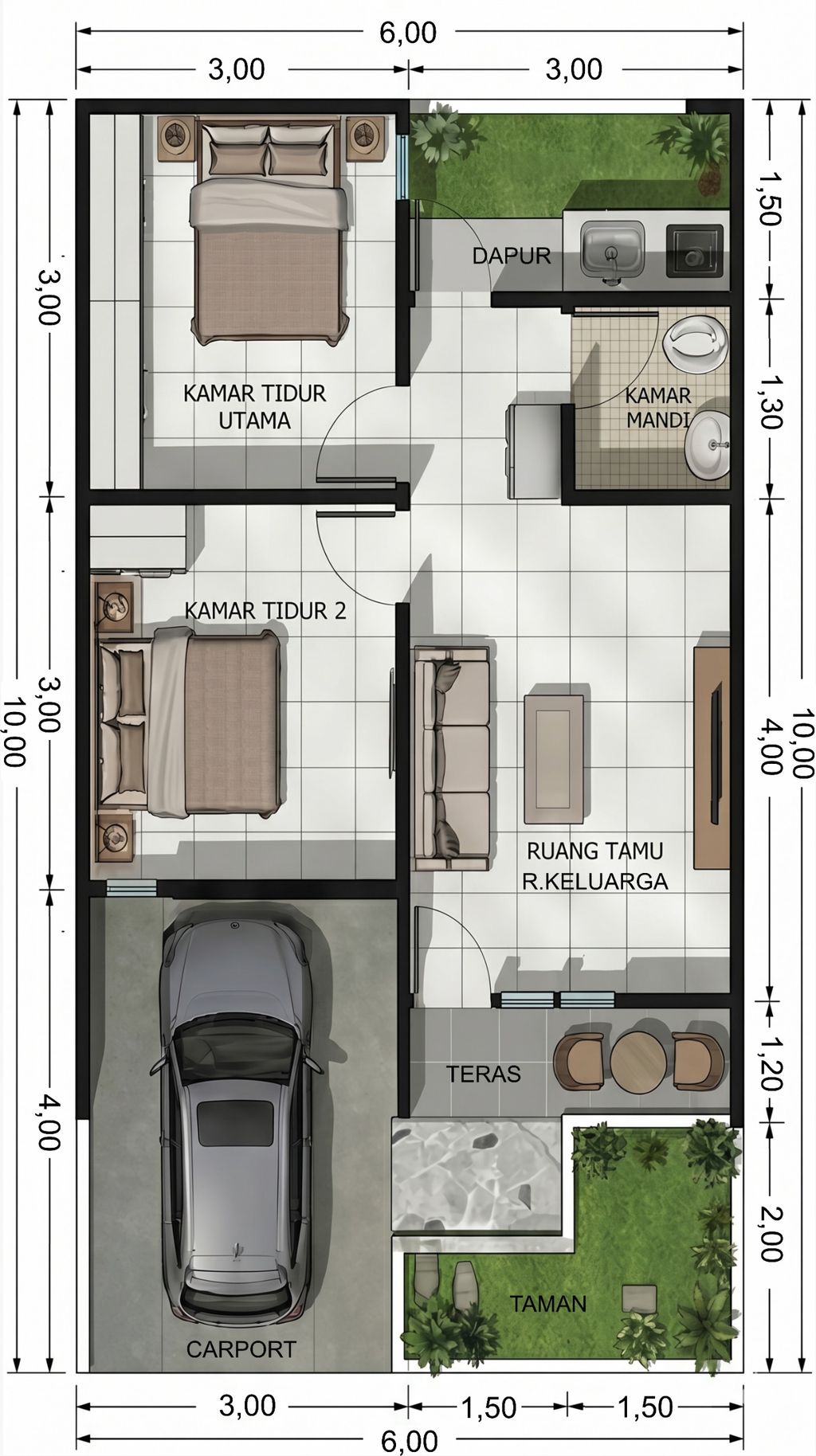 foto denah rumah tipe 36/60 perumahan PURI ALISYA ASRI