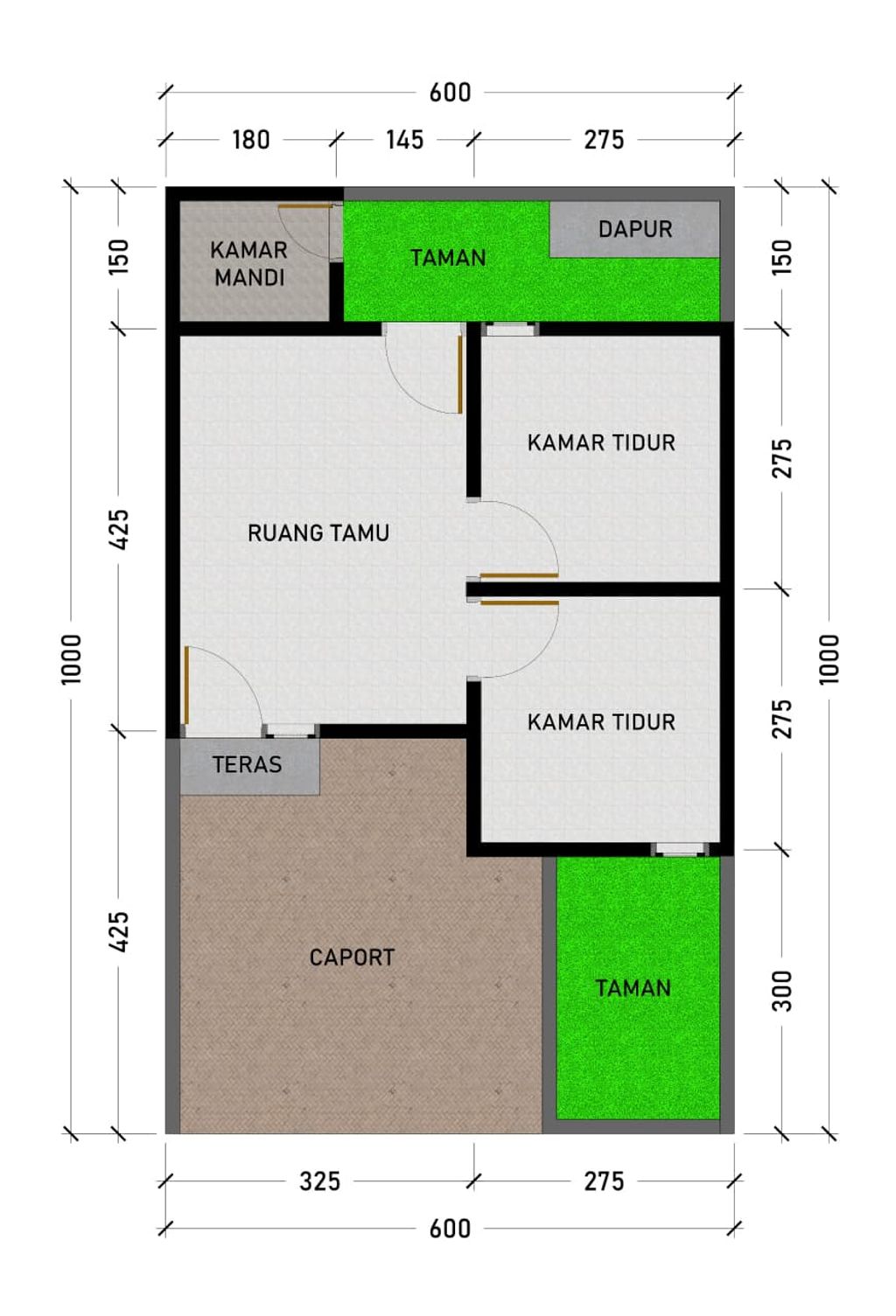foto denah rumah tipe 34/60 perumahan KALUNA UTAMA RESIDENCE