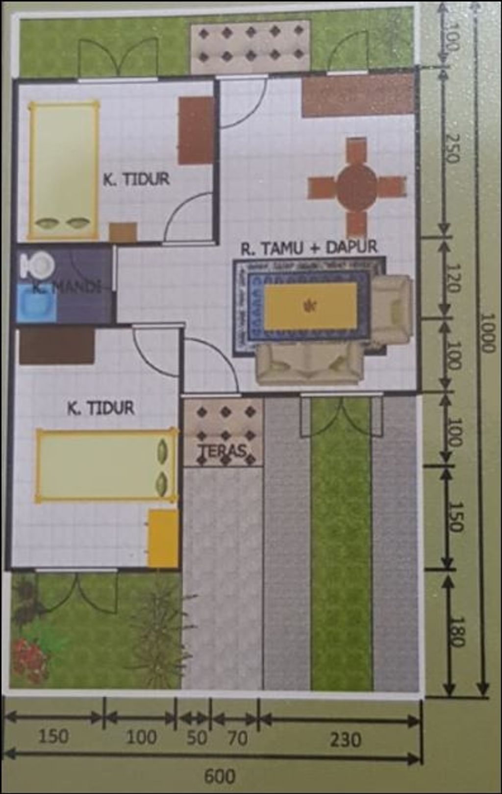 foto denah rumah tipe 36/90 perumahan PILAR MAS PERSADA