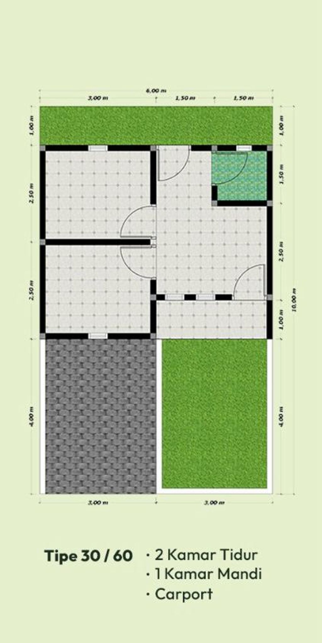 foto denah rumah tipe ARECA C (30/90) perumahan THE HIGHLAND SINGHASARI RESIDENCE