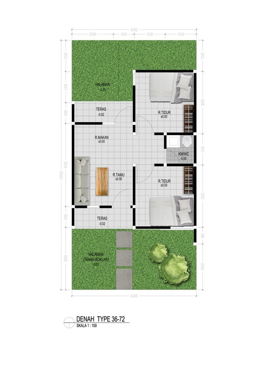 foto denah rumah tipe 36/72 HARGA BARU perumahan BAGUS DIPA REGENCY
