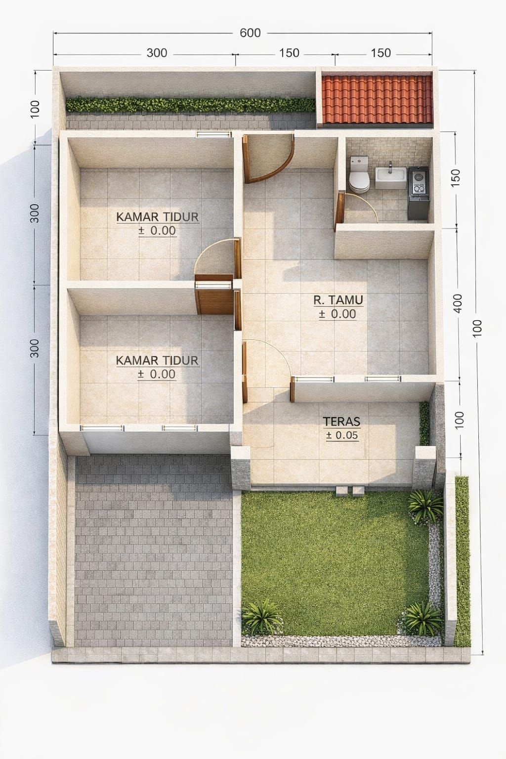 foto denah rumah tipe Scandinavian 36 perumahan Perumahan Mandaran Green Regency
