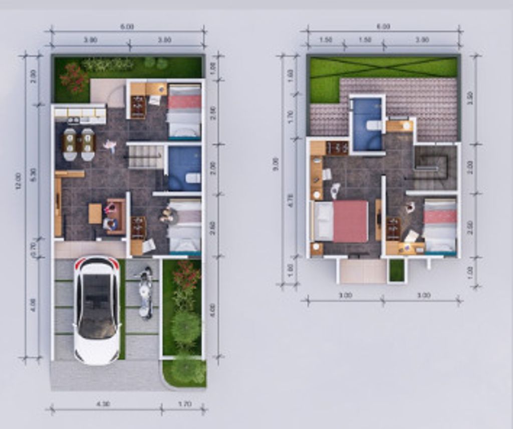 foto denah rumah tipe 65/72 perumahan GARDEN HOUSE SERPONG