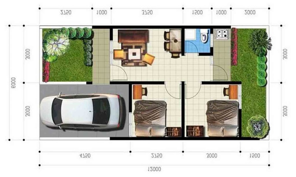foto denah rumah tipe 36/60 perumahan PURI KOSAMBI 1&2