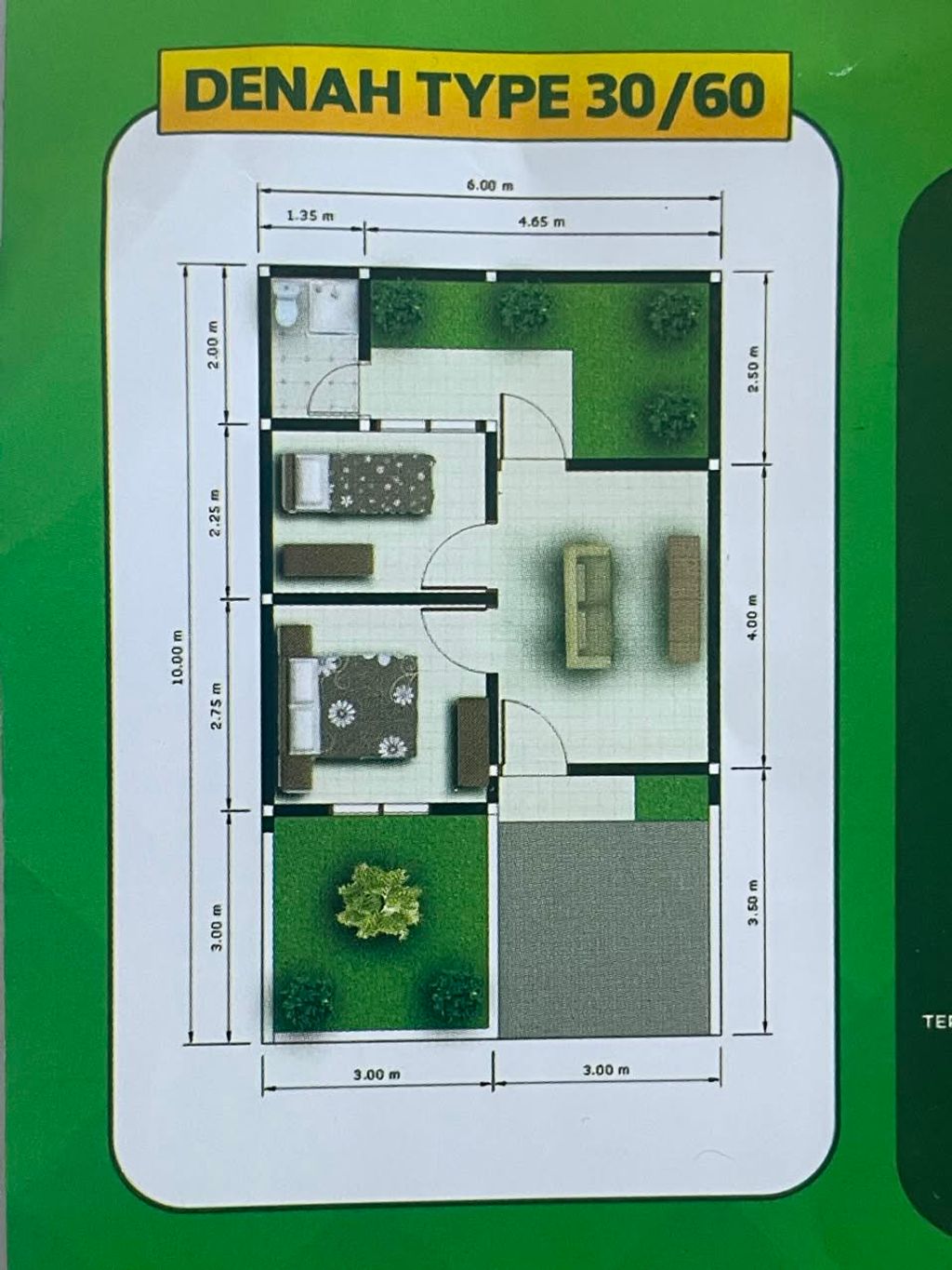 foto denah rumah tipe SUBSIDI perumahan Cikarang Griya Pratama