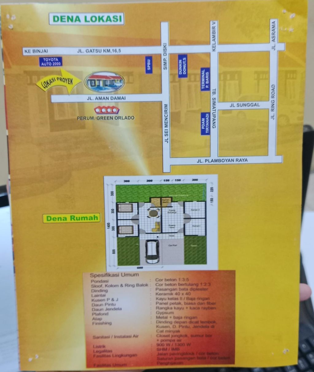 foto denah rumah tipe 36/84 perumahan Green Orlando Village