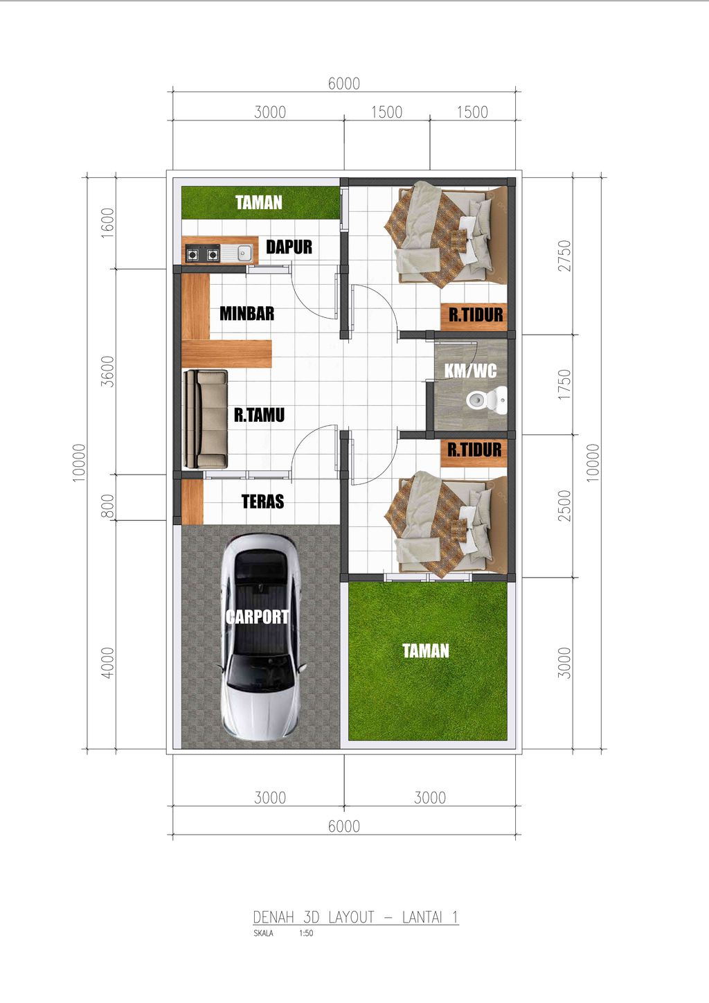 foto denah rumah tipe SEOUL 41/60 perumahan GRESIK MODERN RESIDENCE