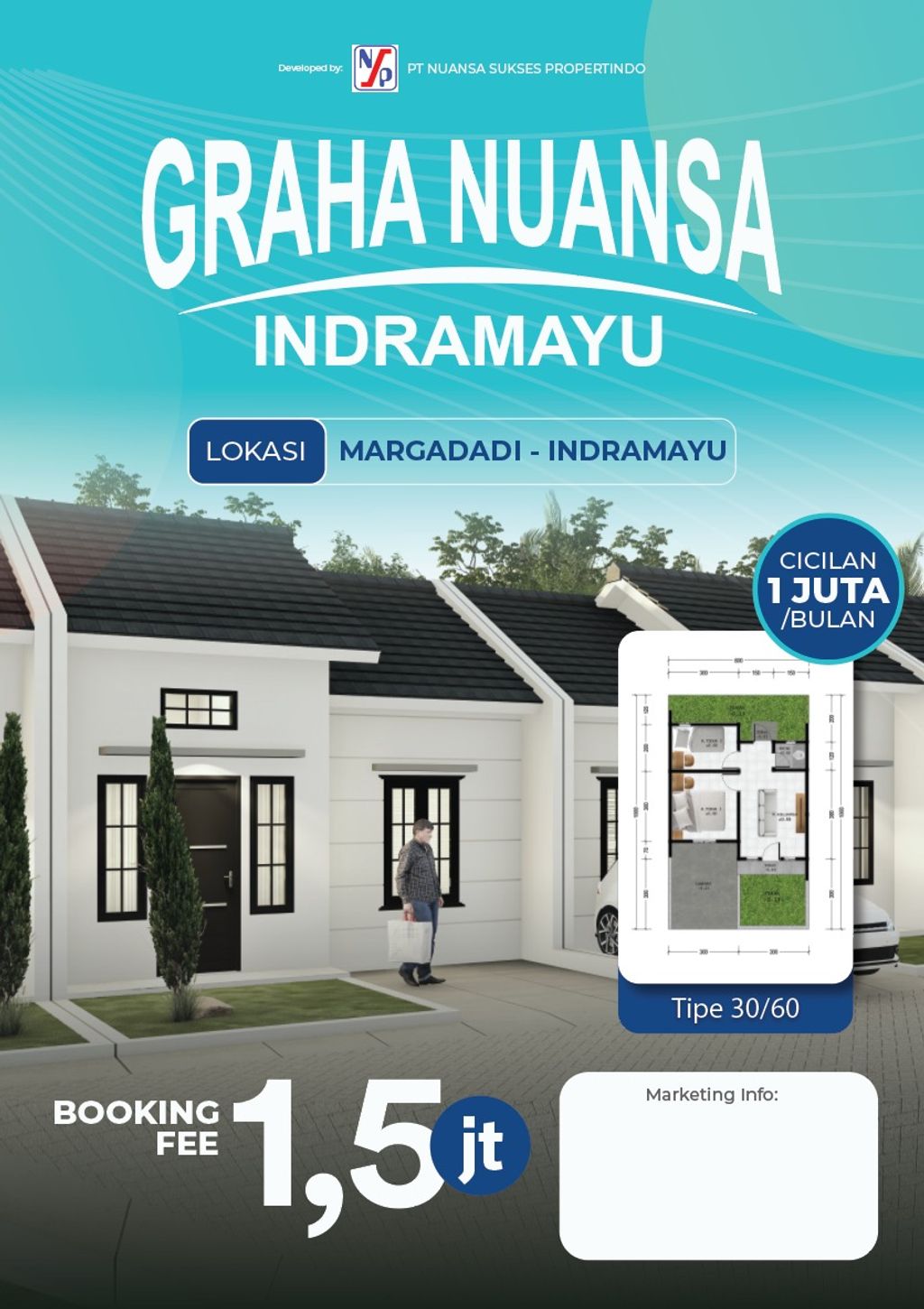 foto tampak rumah tipe 30/60 perumahan Graha Nuansa Indramayu