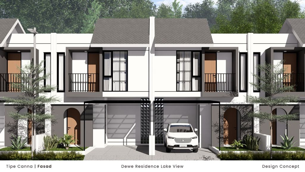 foto tampak rumah tipe CANNA perumahan DEWE RESIDENCE LAKE VIEW