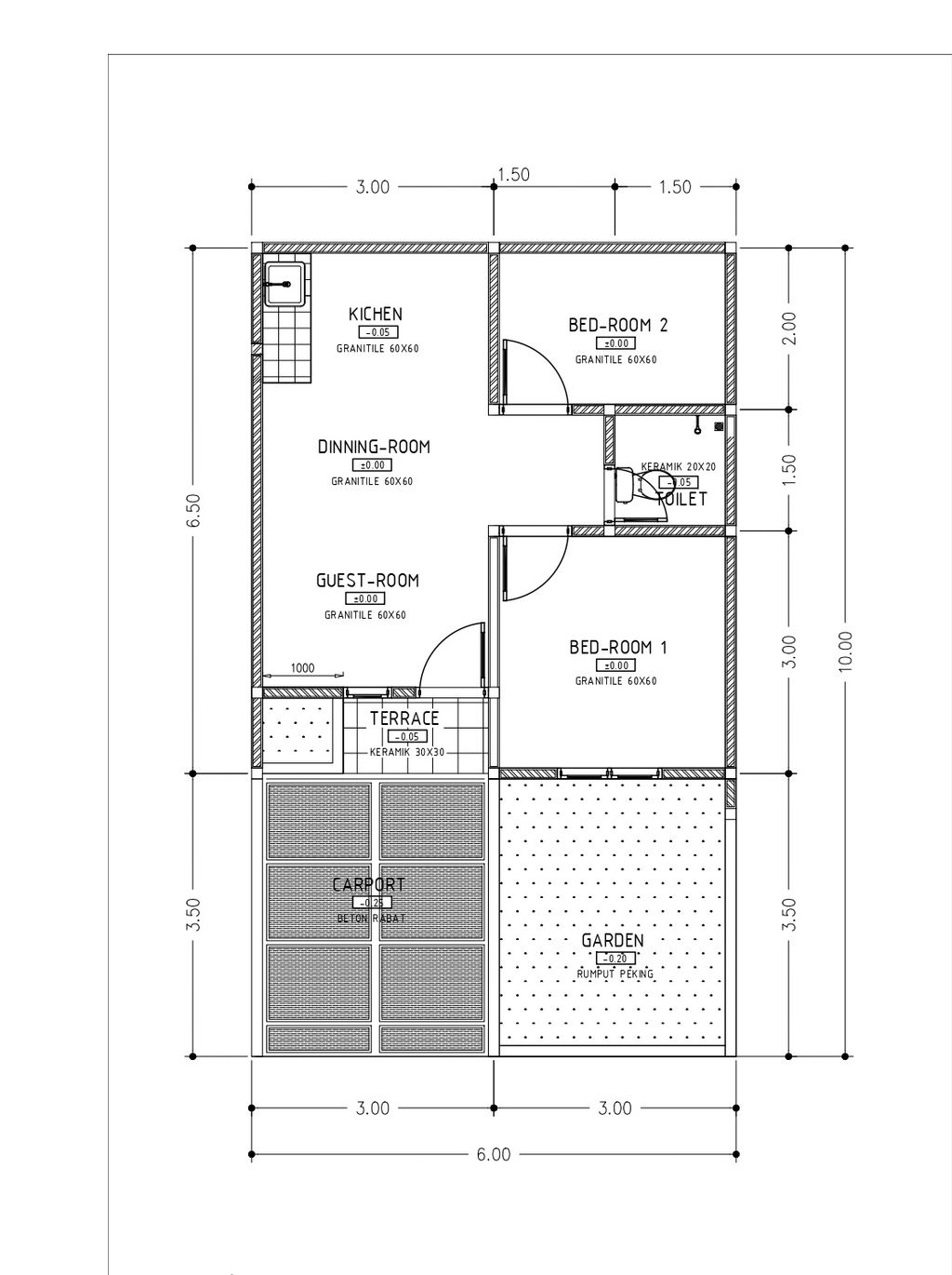 foto denah rumah tipe 22 / 48 perumahan PAMULANG PARK RESIDENCE TAHAP 2