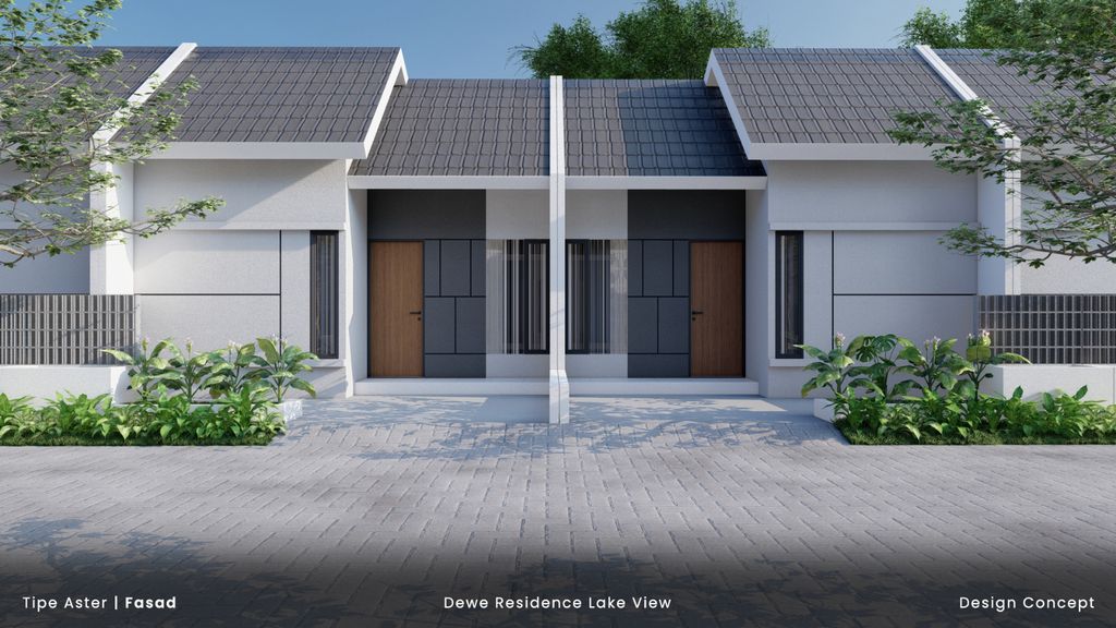 foto tampak rumah tipe ASTER perumahan DEWE RESIDENCE LAKE VIEW
