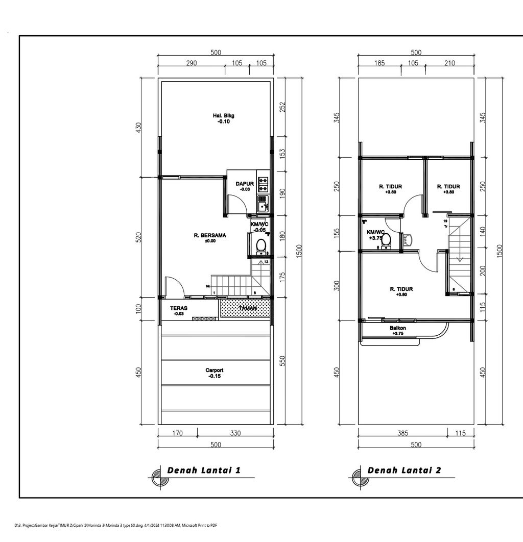 foto denah rumah tipe 60 Compact 3 Kamar HC (726) perumahan G-Land Ciwastra Park 2