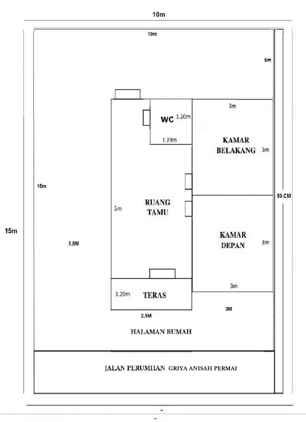 foto denah rumah tipe 36 perumahan GRIYA ANISAH PERMAI 2