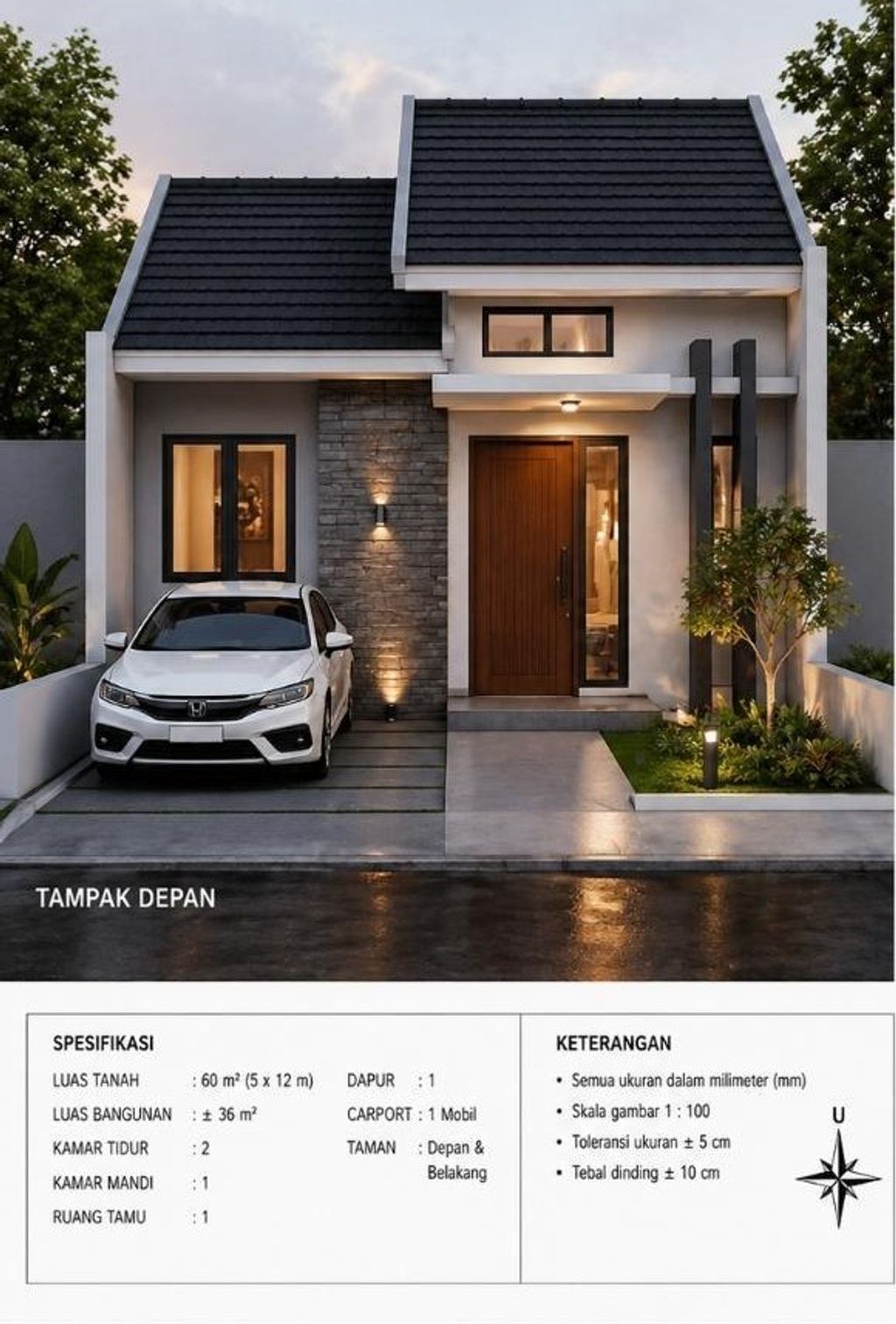 foto tampak rumah tipe 36/60 perumahan Bukit Sukamulya Regency
