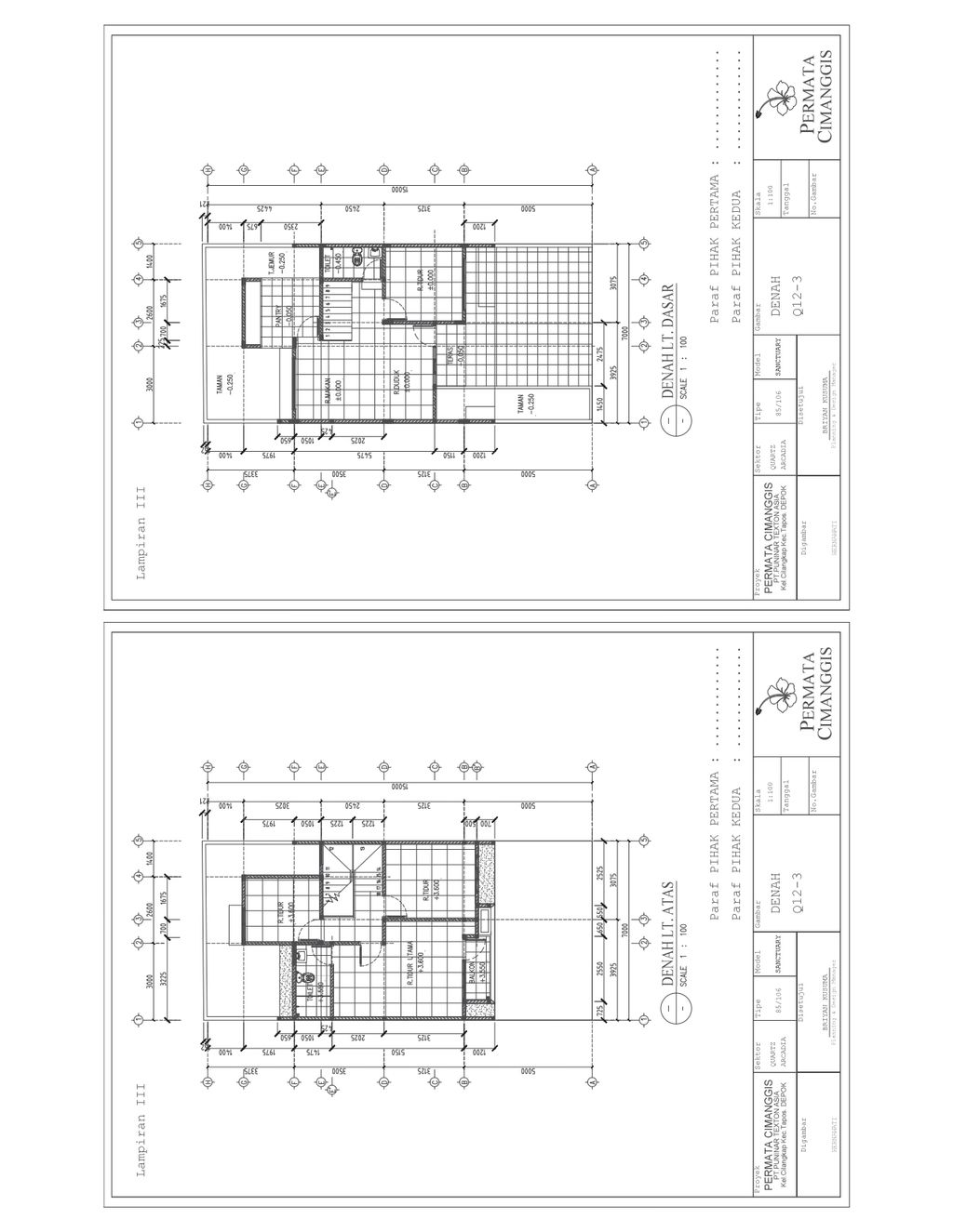 foto denah rumah tipe QUARTZ - 85/106 perumahan PERUMAHAN PERMATA CIMANGGIS THP 3