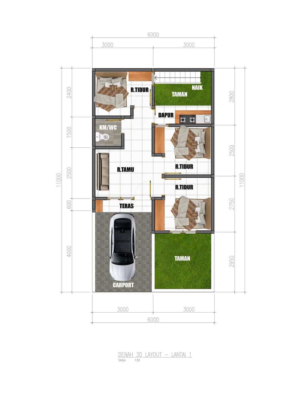 foto denah rumah tipe SEOUL 59/77 perumahan GRESIK MODERN RESIDENCE