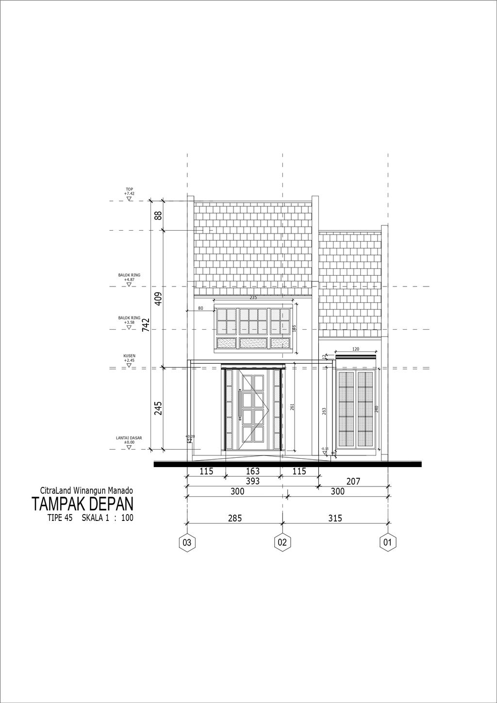foto tampak rumah tipe MELROSE DELUXE perumahan CITRALAND WINANGUN MANADO CLUSTER SKY PARK