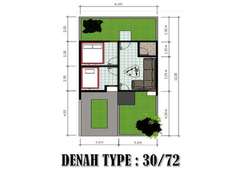 foto denah rumah tipe 30/72 Baru perumahan harva subang regency