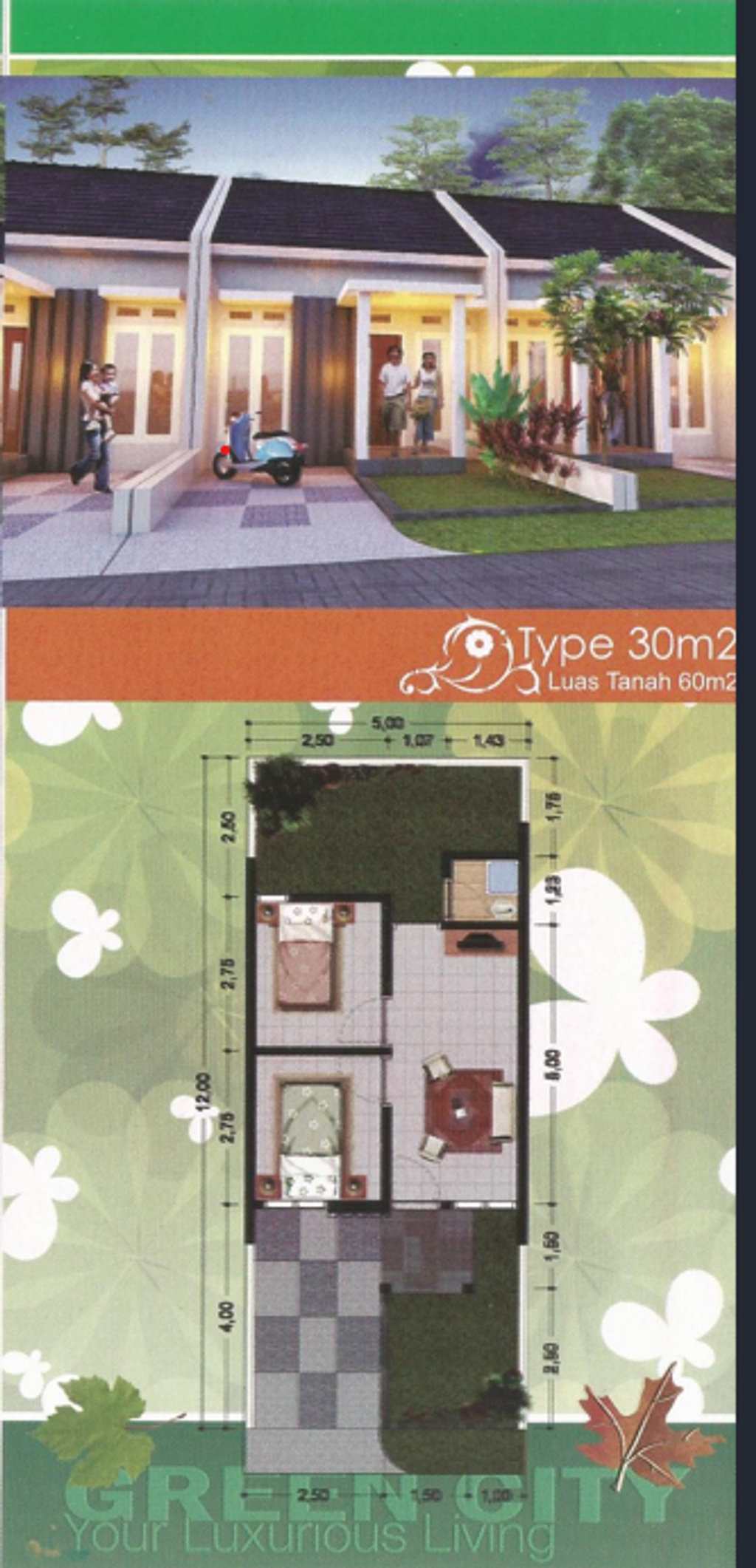 foto denah rumah tipe 30 NEW DESIGN perumahan Green City