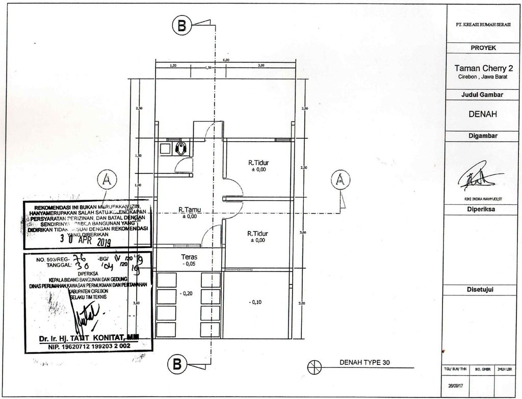 foto denah rumah tipe 30/66 perumahan Taman Cherry 2