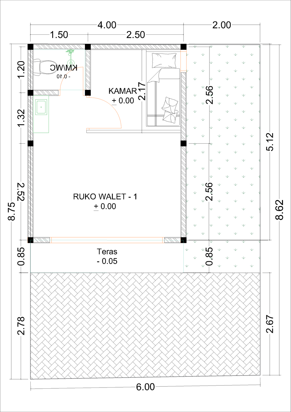 foto denah rumah tipe RW-1 (2026) perumahan Kepuren Residence (Kepuren)