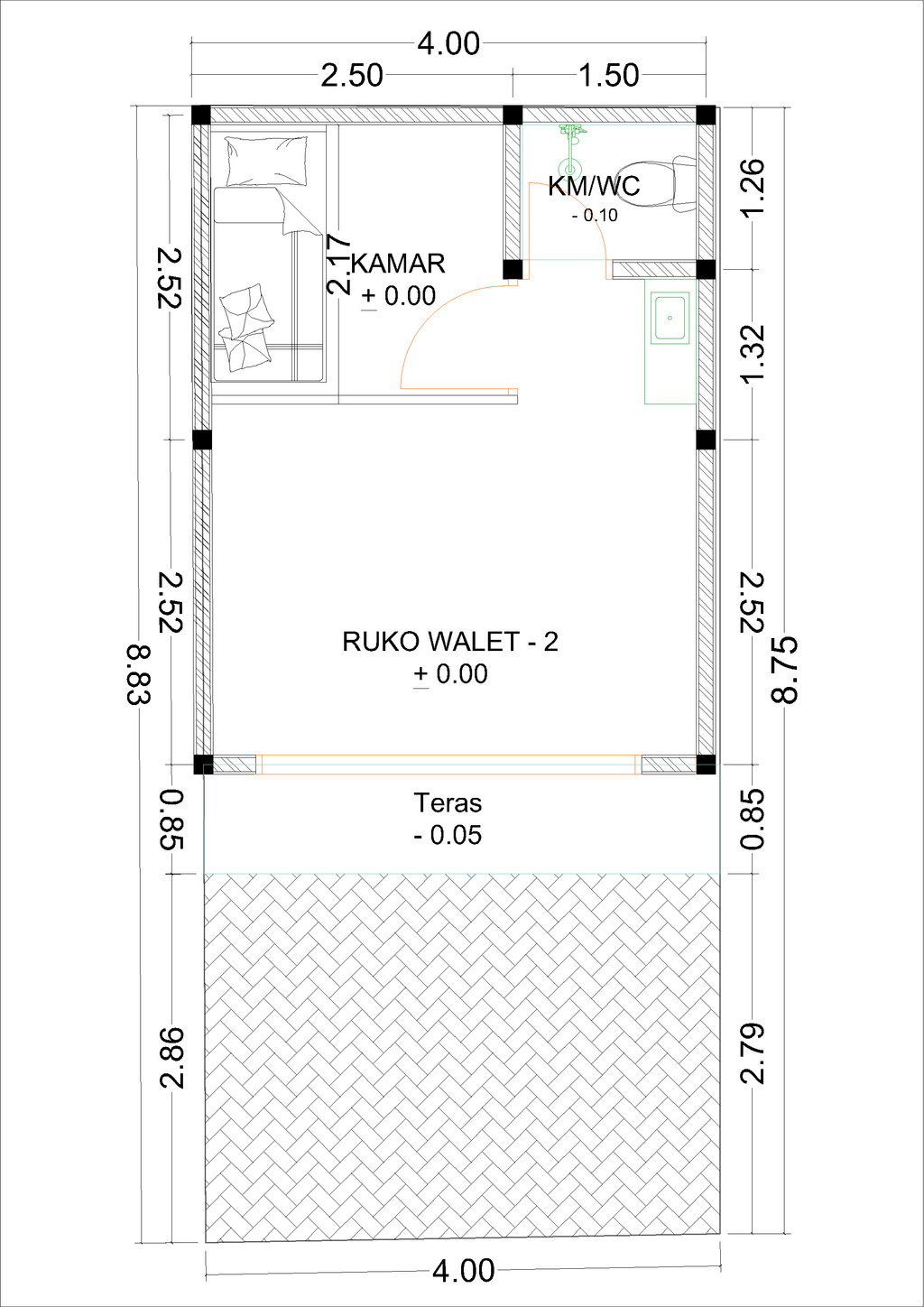 foto denah rumah tipe RW-2 (2026) perumahan Kepuren Residence (Kepuren)