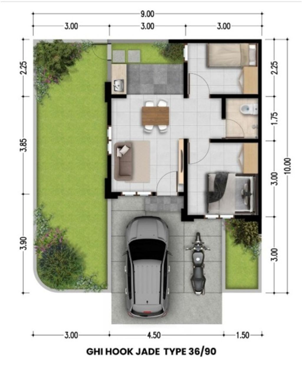 foto denah rumah tipe JADE 366.600.000 perumahan GRAND HARMONI INDAH